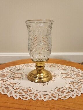International Silver Co. 24% Lead Crystal Tree Hurricane Lamp